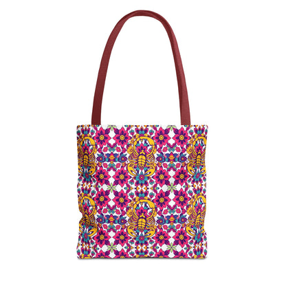Tote Bag (AOP), Scorpio, Zodiac v1, Flower Pattern