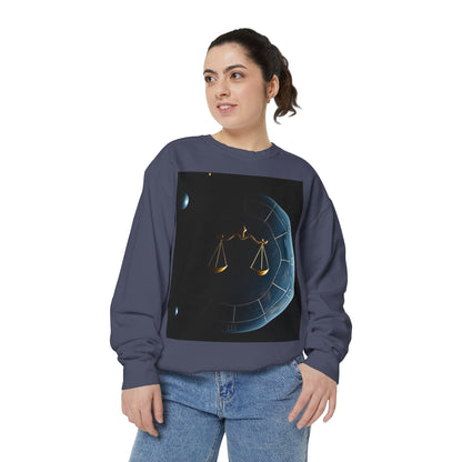 Garment-Dyed Sweatshirt, Unisex, Space Animal Design v1, Libra