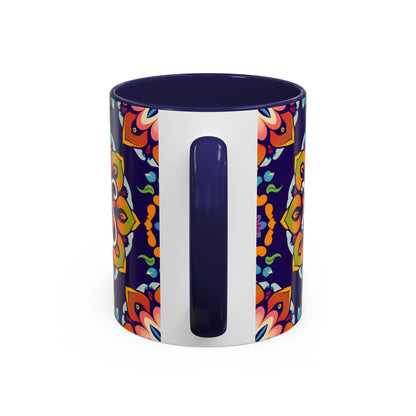 Accent Coffee Mug, Virgo, Zodiac v4. Flower Pattern, (11, 15oz)