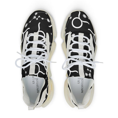 Men's Mesh Sneakers, Taurus Zodiac Sign, AOP, Black