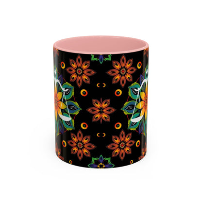 Accent Coffee Mug, Libra, Zodiac v4, Flower Pattern, (11, 15oz)