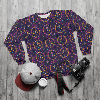 Unisex Sweatshirt (AOP), Libra, Zodiac v4, Jewel Pattern