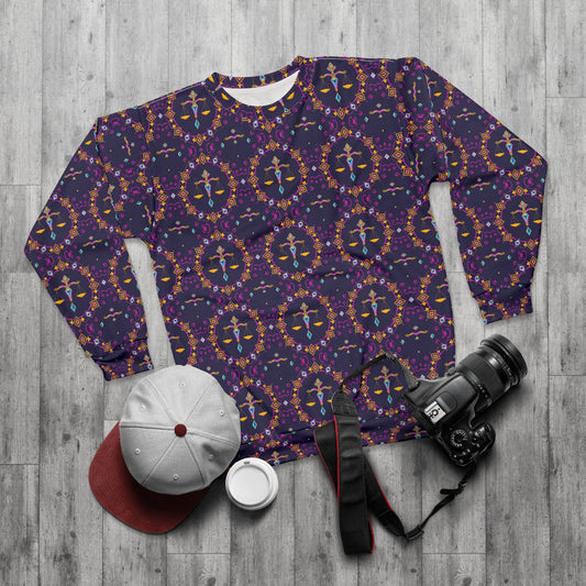 Unisex Sweatshirt (AOP), Libra, Zodiac v4, Jewel Pattern