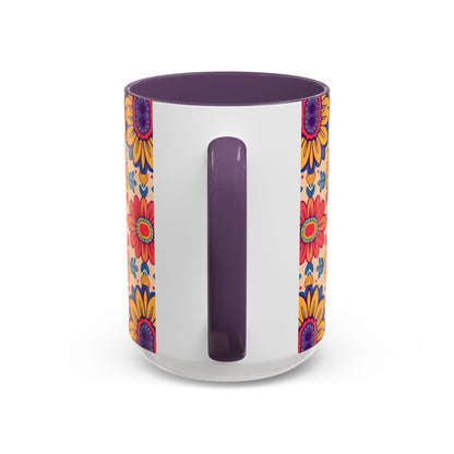 Accent Coffee Mug, Leo, Zodiac, Flower Pattern, (11, 15oz)