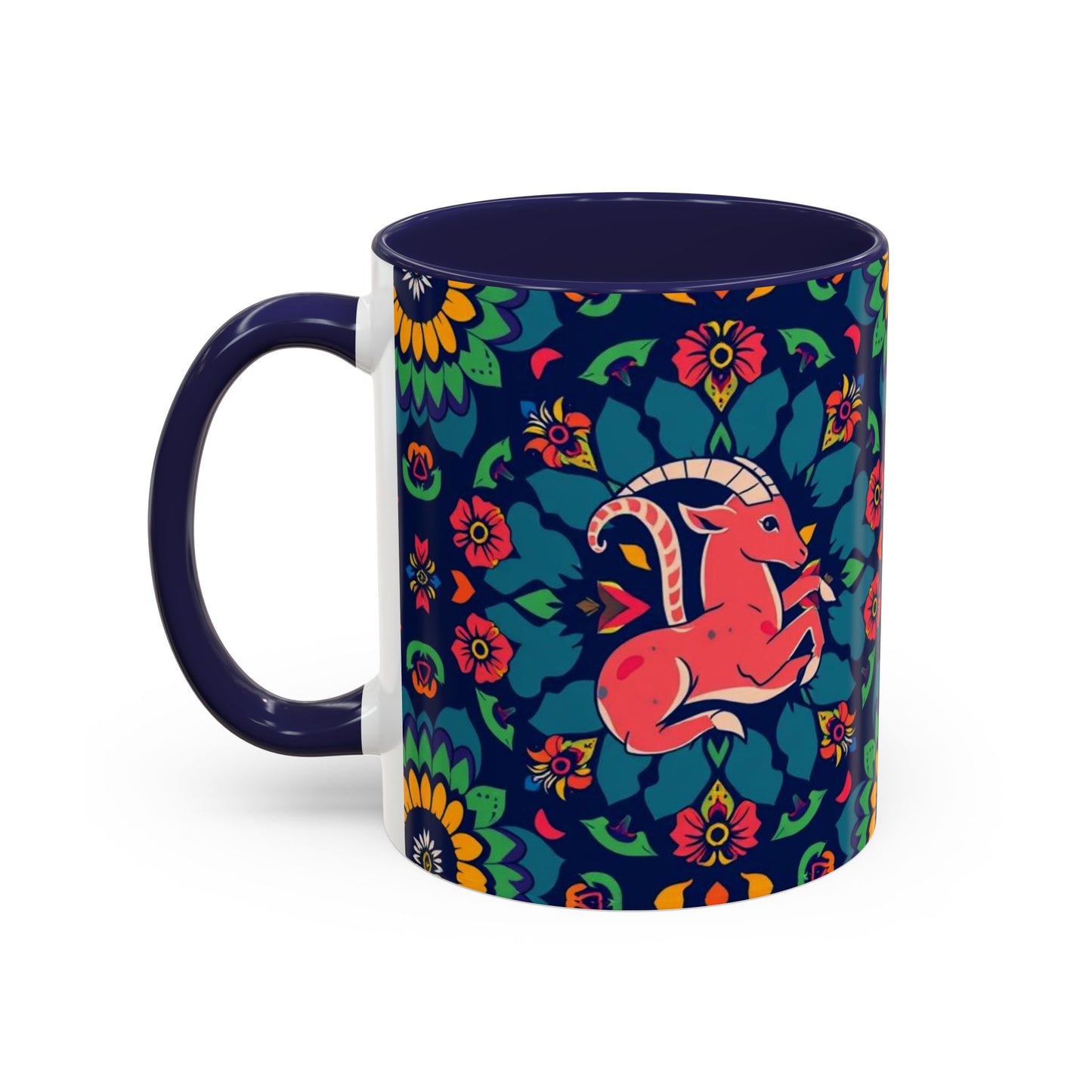 Accent Coffee Mug, Capricorn, Zodiac, Flower Pattern, (11, 15oz)