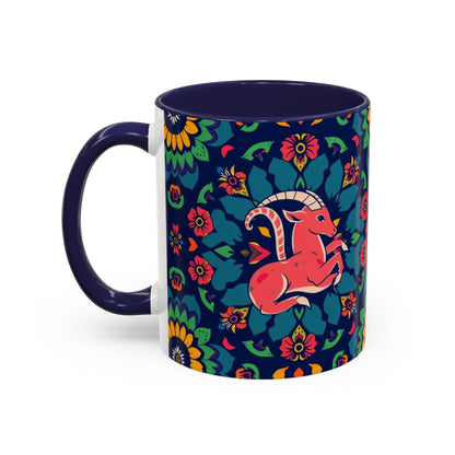 Accent Coffee Mug, Capricorn, Zodiac, Flower Pattern, (11, 15oz)