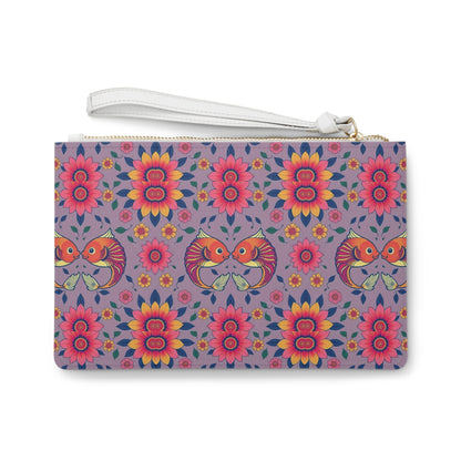 Clutch Bag, Pisces, Zodiac v2, Flower Pattern