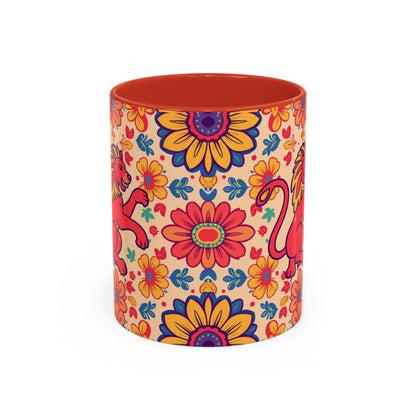 Accent Coffee Mug, Leo, Zodiac, Flower Pattern, (11, 15oz)