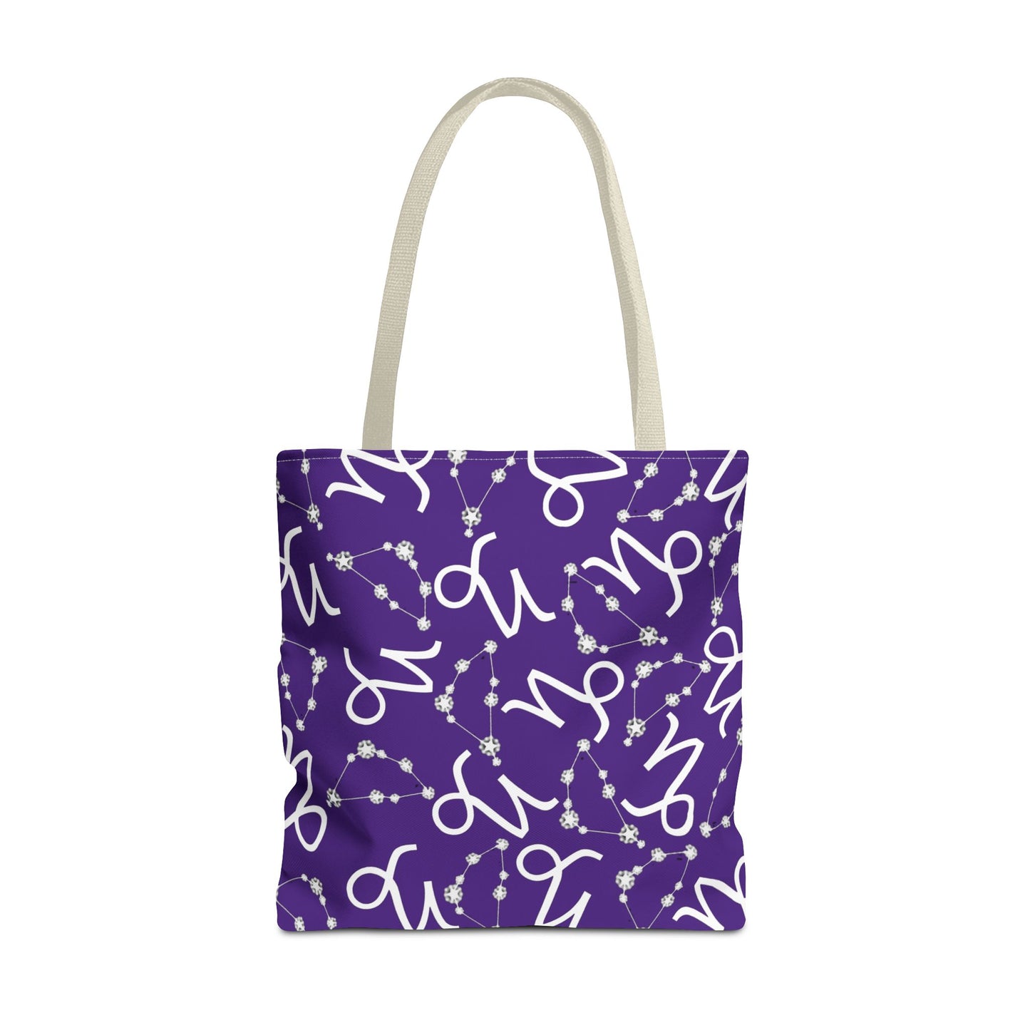 Tote Bag, Capricorn Zodiac Sign, AOP, (Purple, White)