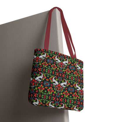 Tote Bag (AOP), Taurus, Zodiac v1, Flower Pattern
