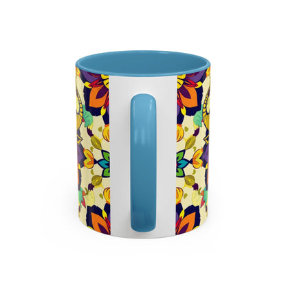 Accent Coffee Mug, Taurus, Zodiac v3. Flower Pattern, (11, 15oz)