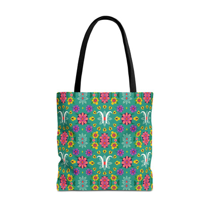 Tote Bag, (AOP), Aquarius, Zodiac v2, Flower Pattern