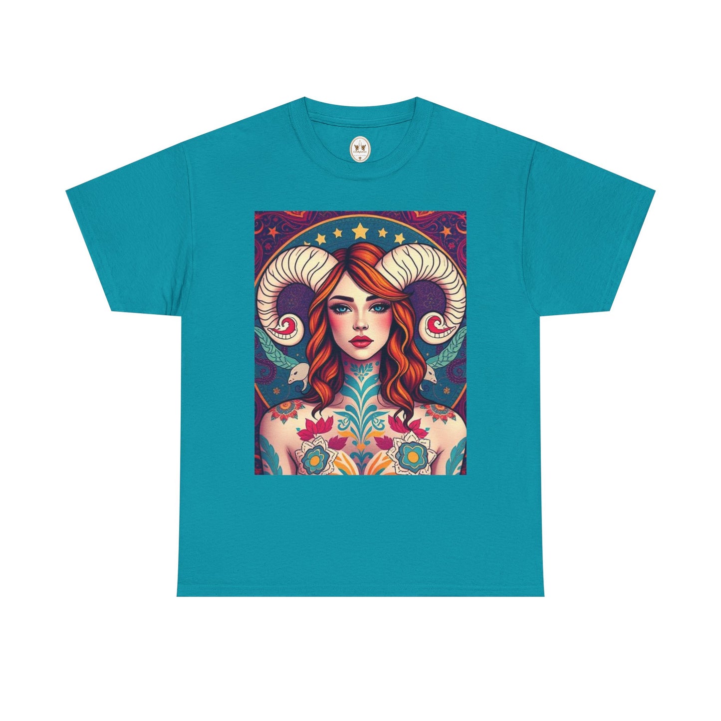 Unisex Heavy Cotton T-Shirt, Aries, Zodiac v1, Sexy Art
