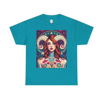 Unisex Heavy Cotton T-Shirt, Aries, Zodiac v1, Sexy Art