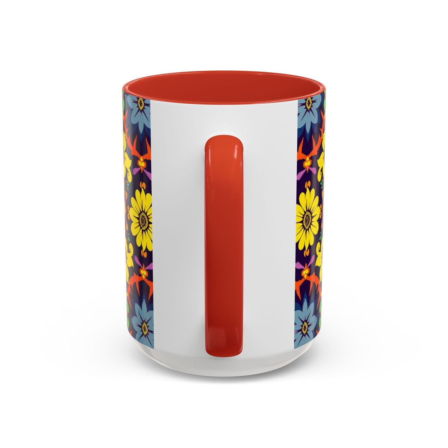 Accent Coffee Mug, Aquarius, Zodiac v1, Flower Pattern, (11, 15oz)