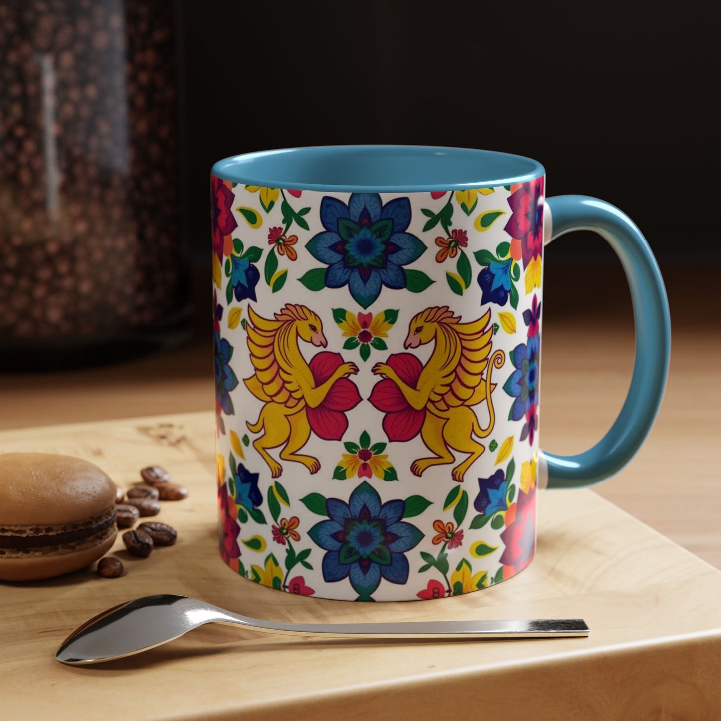 Accent Coffee Mug, Gemini, Zodiac, Flower Pattern, (11, 15oz)