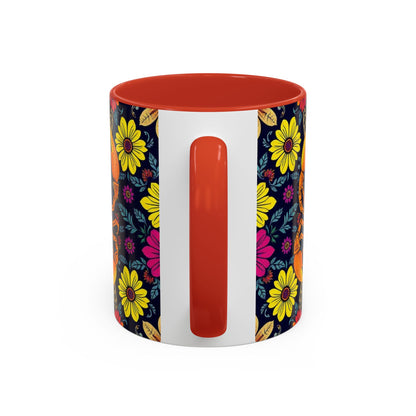 Accent Coffee Mug, Scorpio, Zodiac v3. Flower Pattern, (11, 15oz)