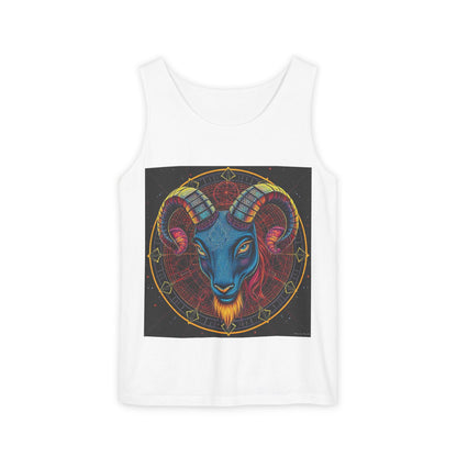 Unisex Garment-Dyed, Tank Top, Aries Design, Pop Art, 100% Ringspun US cotton
