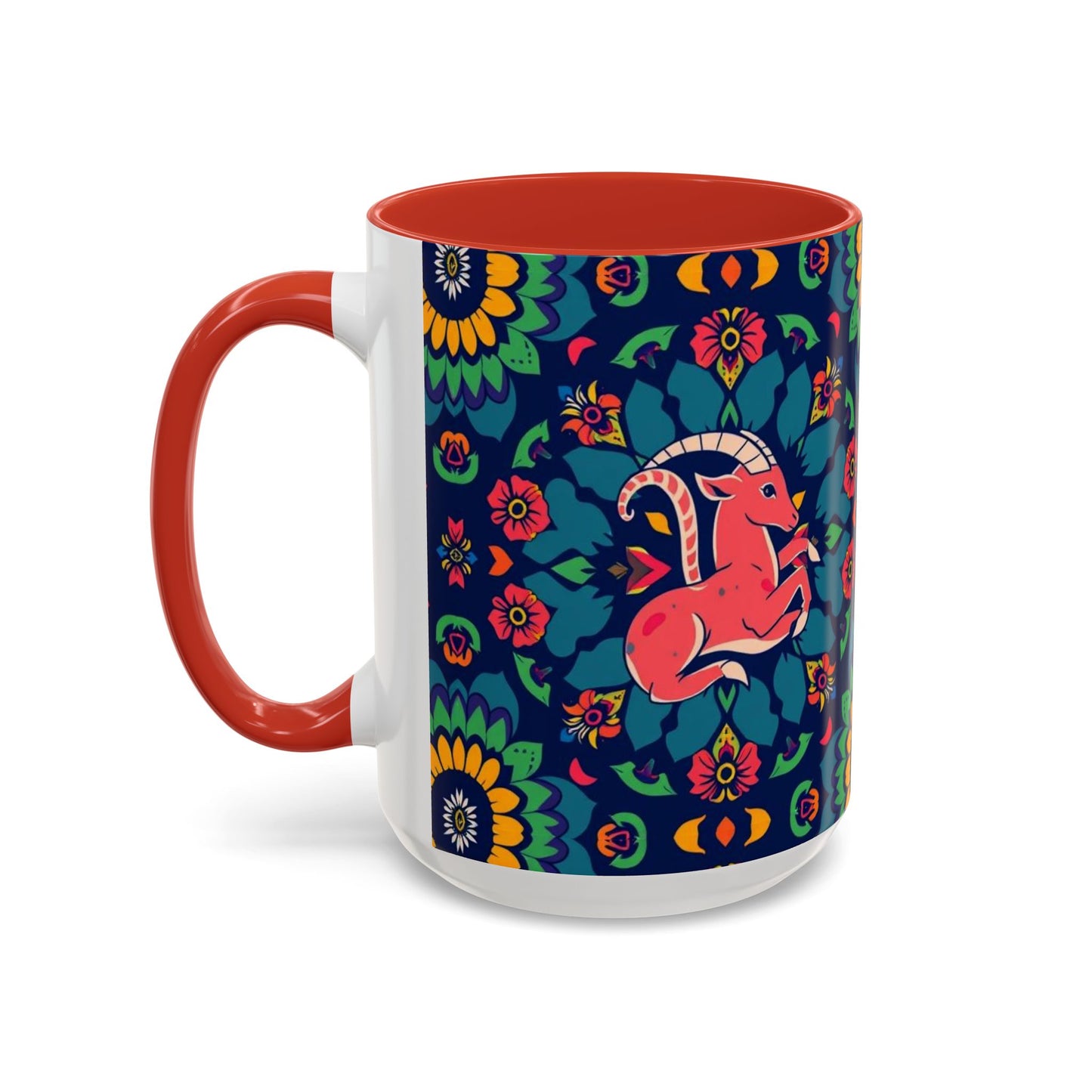 Accent Coffee Mug, Capricorn, Zodiac, Flower Pattern, (11, 15oz)