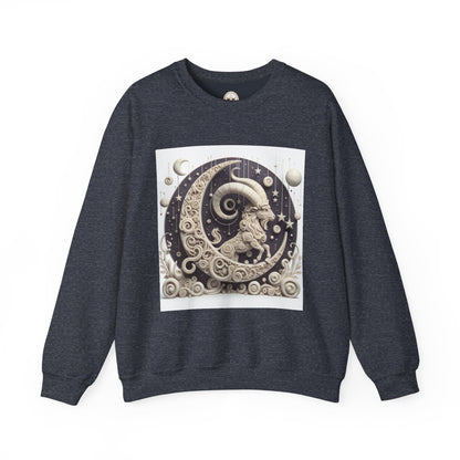 Unisex Heavy Blend™ Crewneck Sweatshirt, Stone Moon, Capricorn Zodiac Design