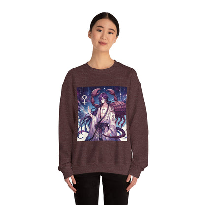 Unisex Heavy Blend™ Crewneck Sweatshirt, Scorpio Zodiac Design, purple scorpion anime