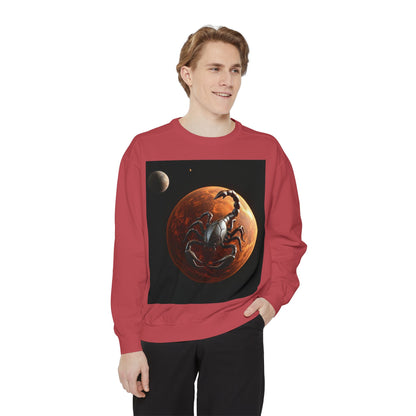 Garment-Dyed Sweatshirt, Unisex, Space Animal Design, Scorpio
