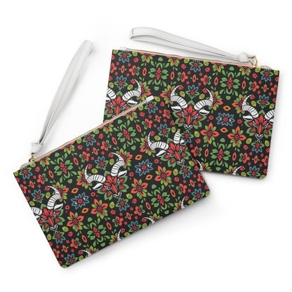 Clutch Bag, Taurus, Zodiac v3, Flower Pattern