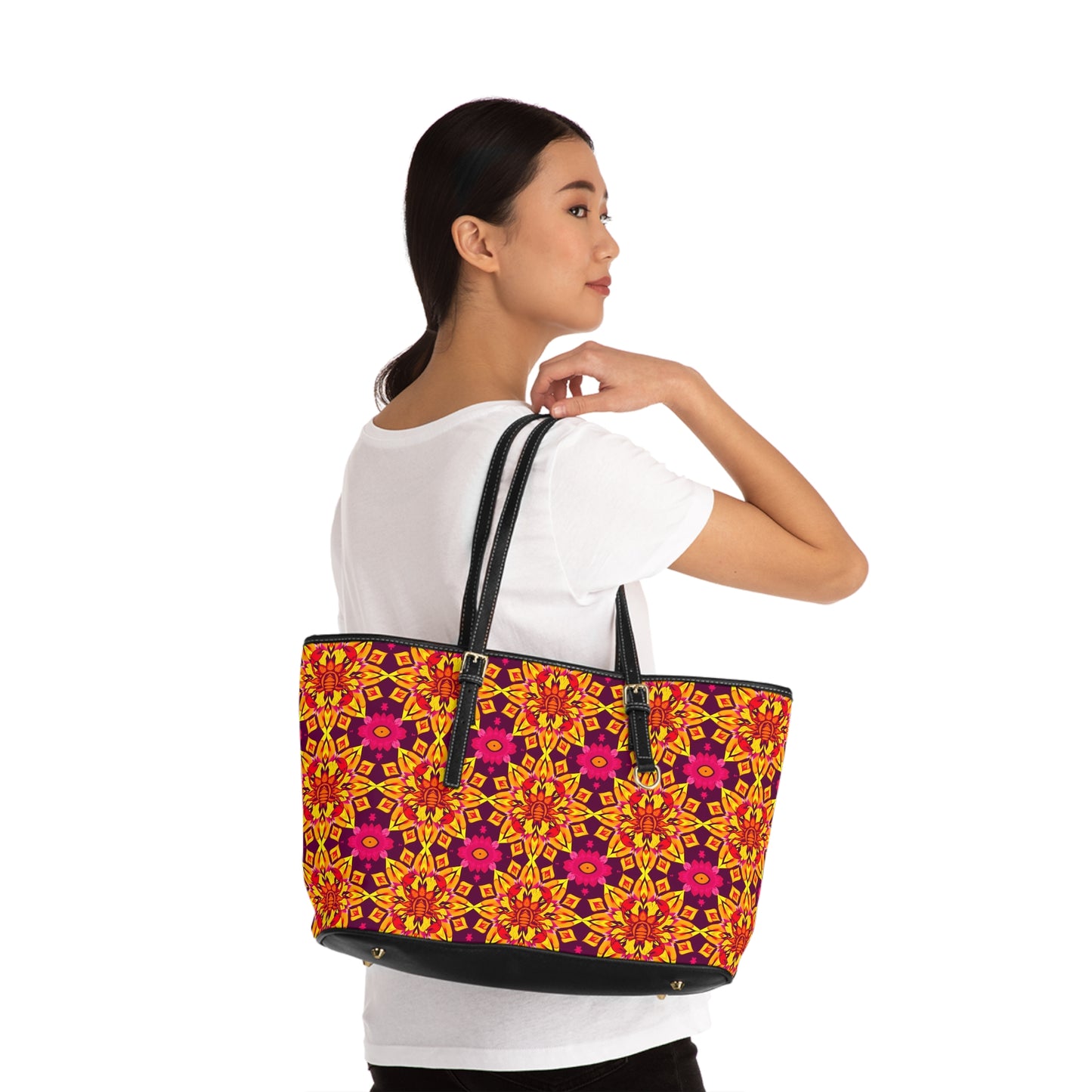 Leather Shoulder Bag, Scorpio, Zodiac v2, Flower Pattern