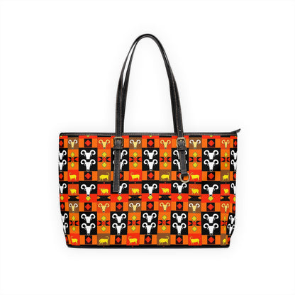 Leather Shoulder Bag, Taurus, Zodiac v2, Shapes Pattern