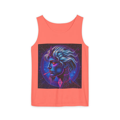 Unisex Garment-Dyed, Tank Top, Gemini, Pop Art v1, 100% US cotton