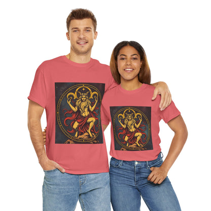 Unisex Heavy Cotton T-Shirt, Aries God 2v, Zodiac Design