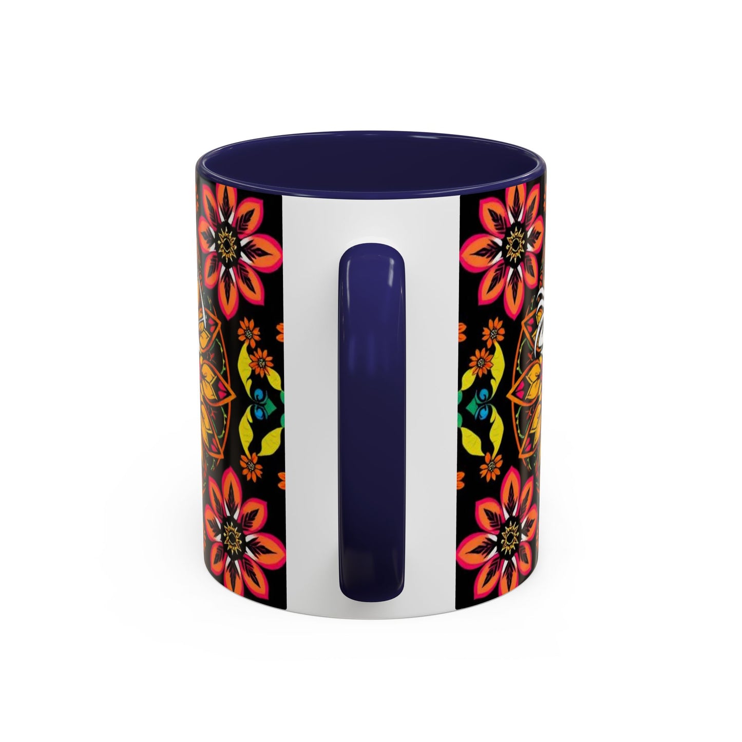 Accent Coffee Mug, Sagittarius, Zodiac v2. Flower Pattern, (11, 15oz)