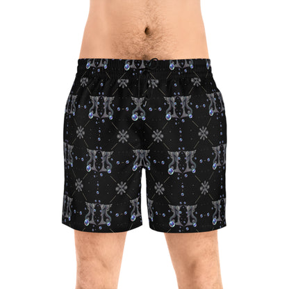 Men's Mid-Length Swim Shorts, (AOP), Gemini, Zodiac v3, Bubble Pattern