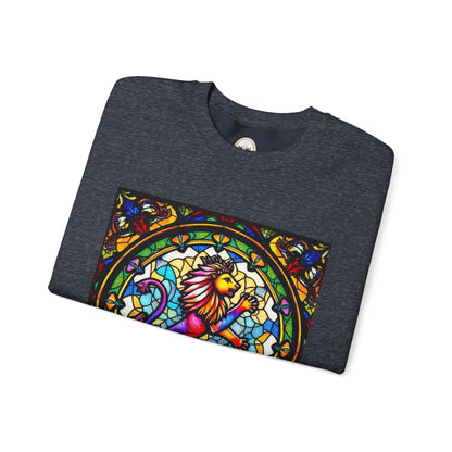 Unisex Heavy Blend™ Crewneck Sweatshirt, Glass, Leo Zodiac Design