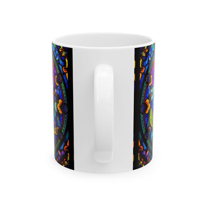 Ceramic Mug, (11oz, 15oz), Ceramic Coffee Mug, AOP, Glass Design, Aquarius Zodiac