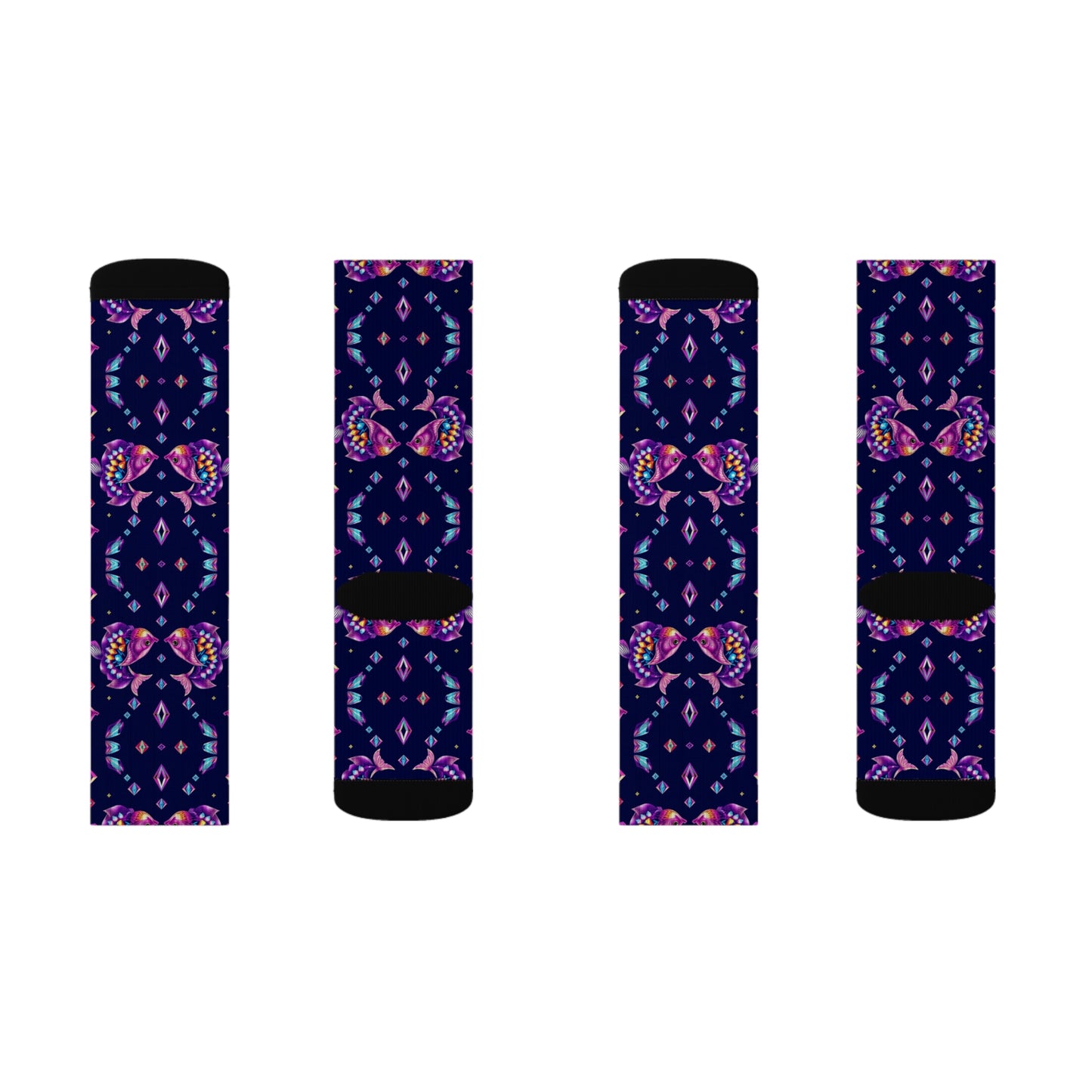 Sublimation Socks, Pisces, Zodiac v2, Jewel Pattern