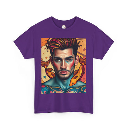 Unisex Heavy Cotton T-Shirt, Pisces, Zodiac v2, Sexy Art
