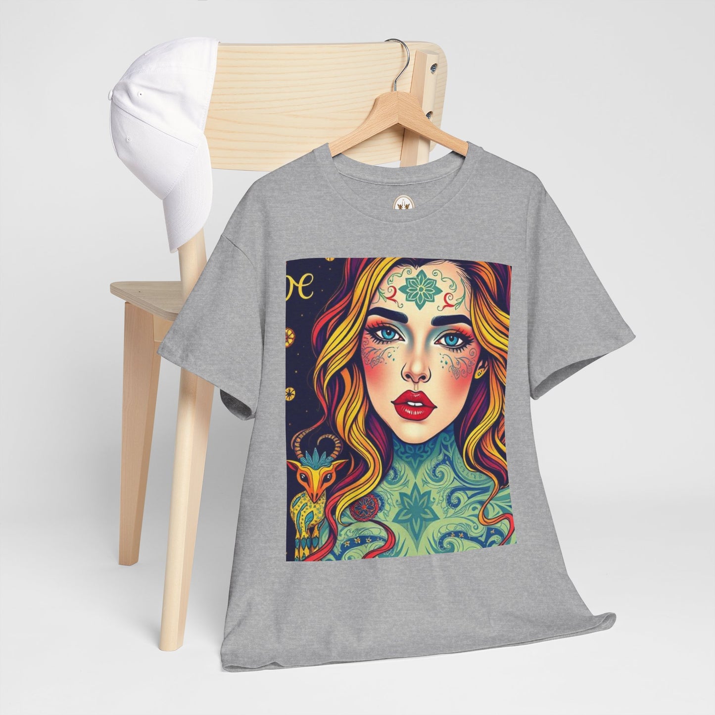 Unisex Heavy Cotton T-Shirt, Aquarius, Zodiac v2, Sexy Art