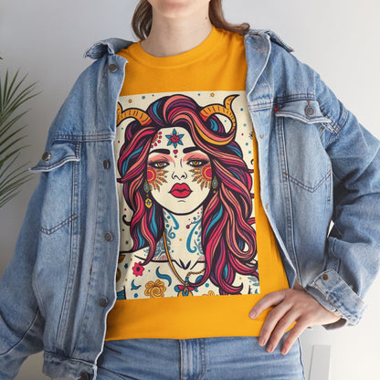 Unisex Heavy Cotton T-Shirt, Virgo, Zodiac v3, Sexy Art