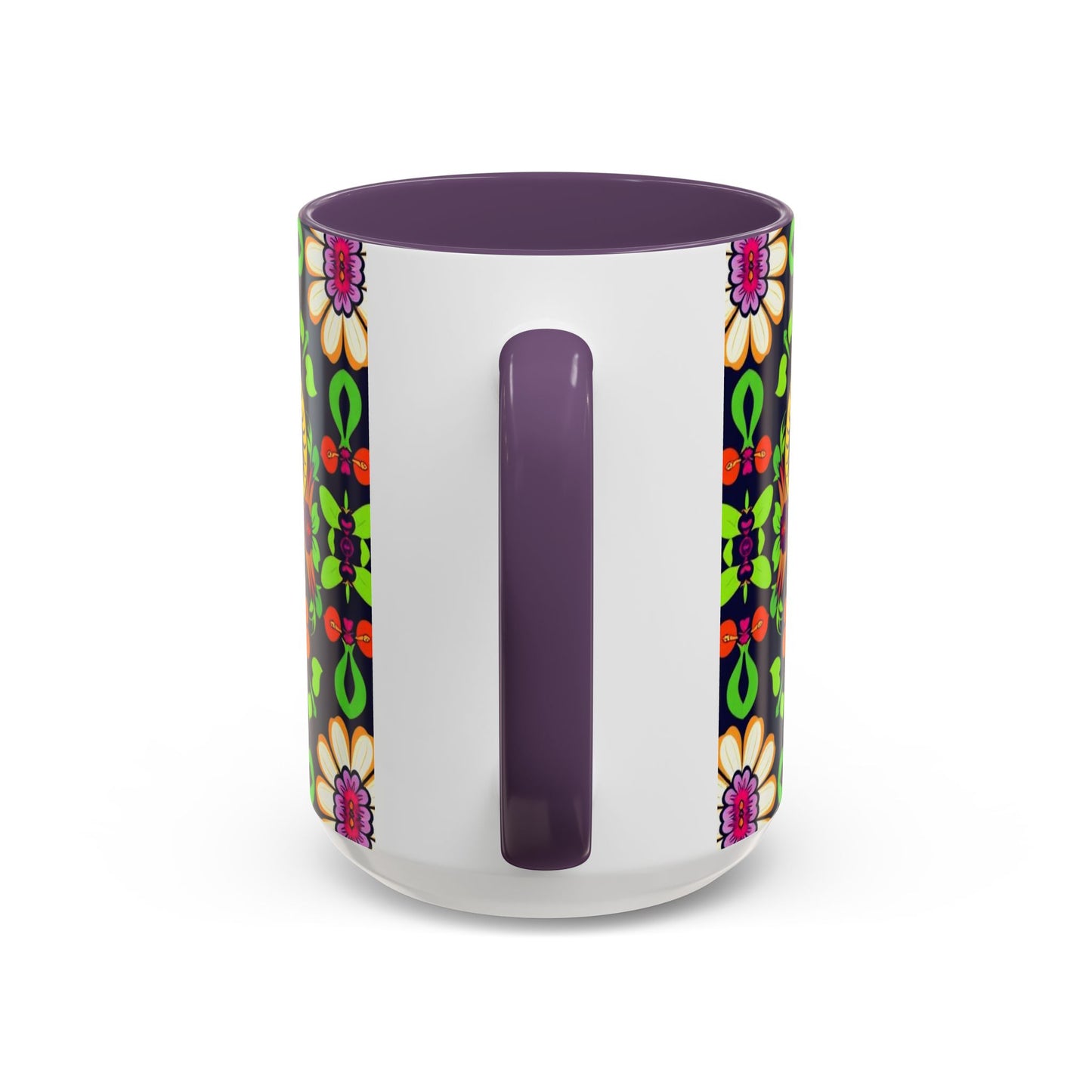 Accent Coffee Mug, Aries, Zodiac v2, Flower Pattern, (11, 15oz)
