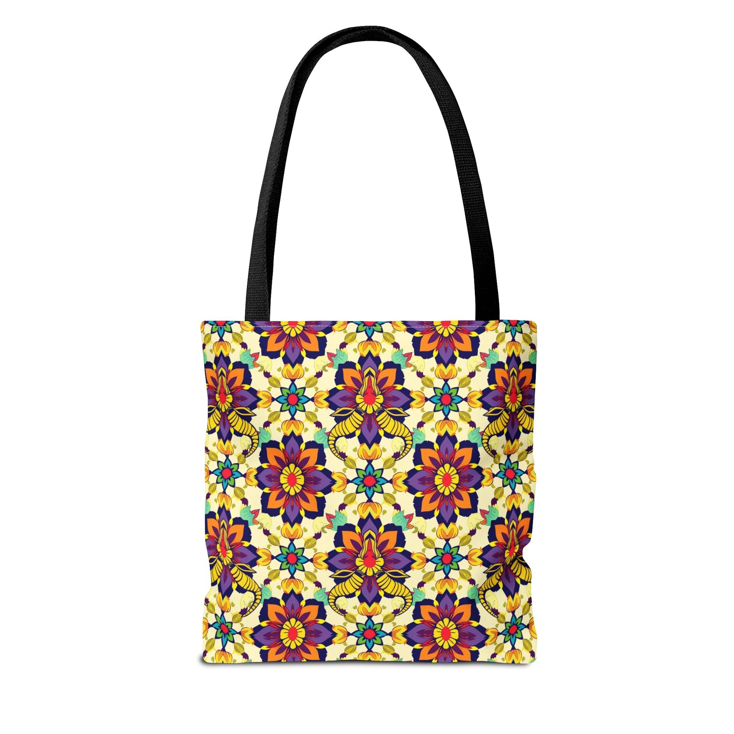 Tote Bag, (AOP), Taurus, Zodiac v5, Flower Pattern
