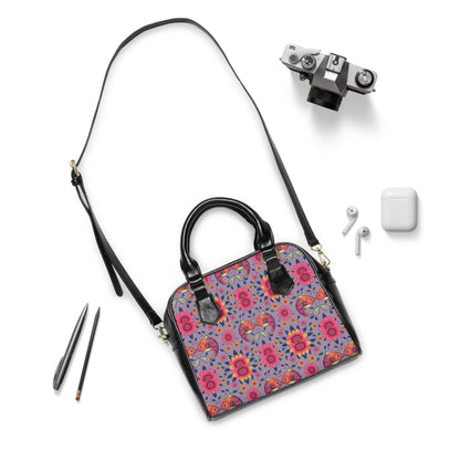 Shoulder Handbag, Pisces, Zodiac v1, Flower Pattern