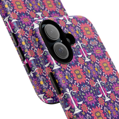 Tough Cases, Libra, Zodiac v4, Flower Pattern