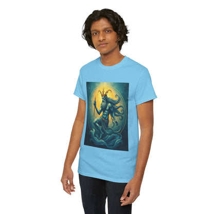 Unisex Heavy Cotton T-Shirt, Aquarius God, Zodiac Design
