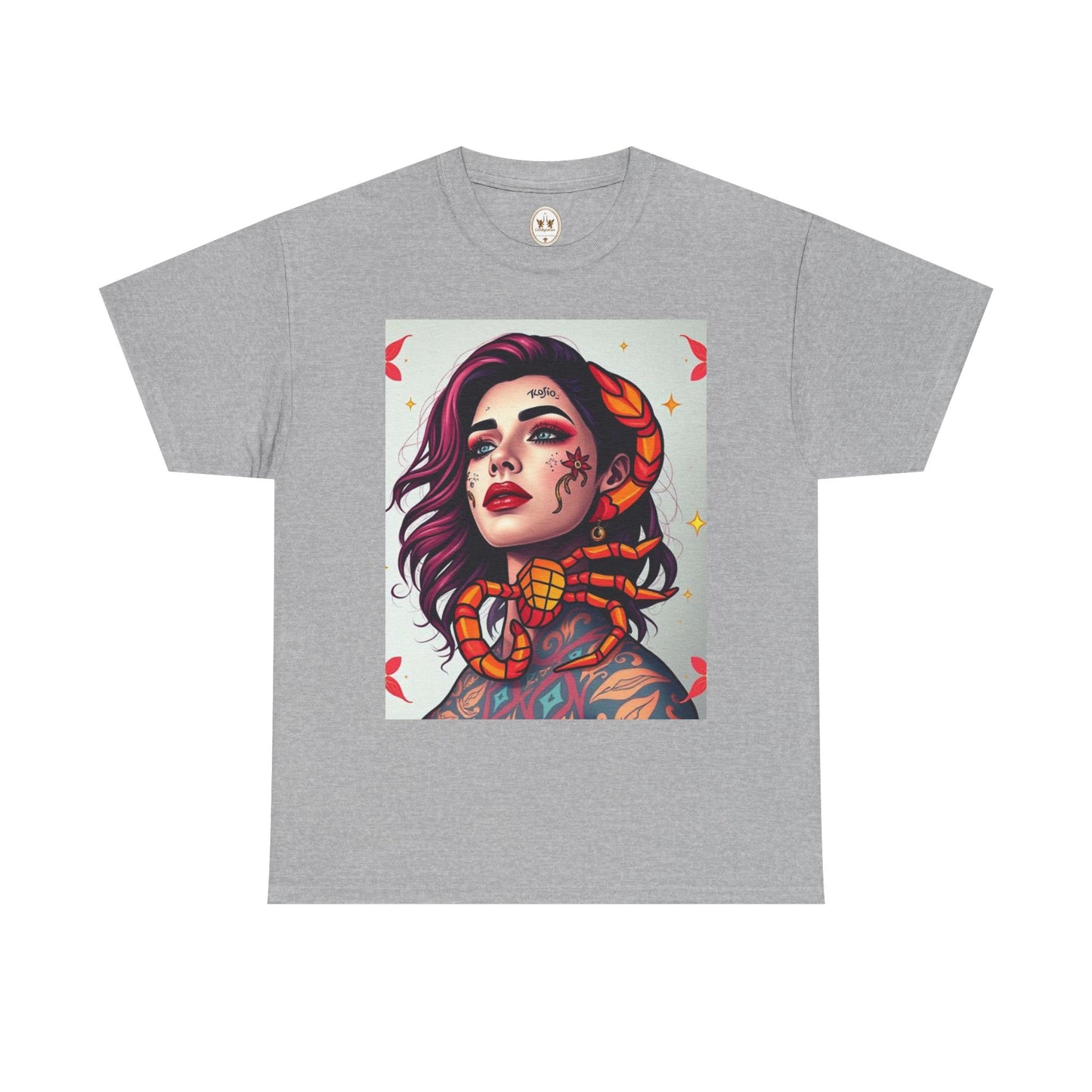 Unisex Heavy Cotton T-Shirt, Scorpio, Zodiac v3, Sexy Art
