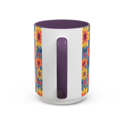 Accent Coffee Mug, Cancer, Zodiac v1, Flower Pattern, (11, 15oz)