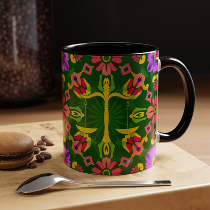 Accent Coffee Mug, Libra, Zodiac, Flower Pattern, (11, 15oz)