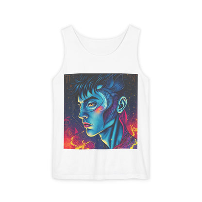 Unisex Garment-Dyed, Tank Top, Pisces Design, Pop Art v1, 100% US cotton