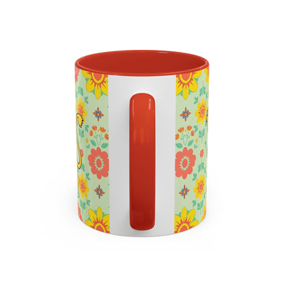 Accent Coffee Mug, Leo, Zodiac v2, Flower Pattern, (11, 15oz)