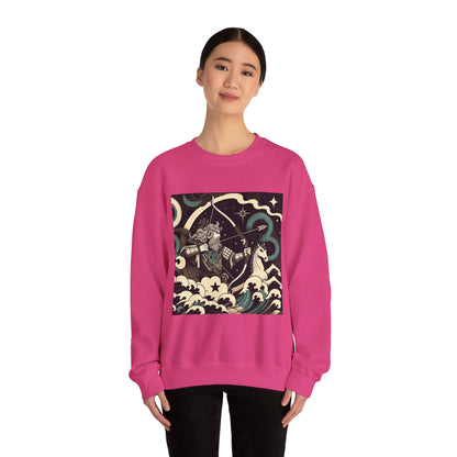Unisex Heavy Blend™ Crewneck Sweatshirt, Man With Arrow Sagittarius Zodiac Design